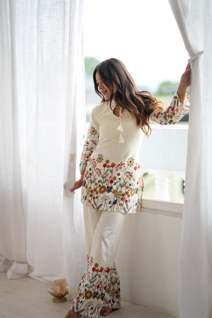 Magic Slub Cotton Floral Printed Kurta Pant Set