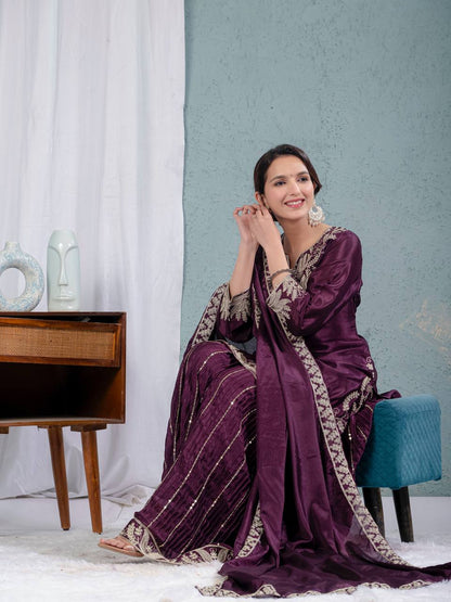 Elegant Chinnon Sharara Set with Intricate Embroidery