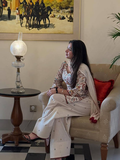 Designer Heavy Cotton Kurta Set for Women with Farshi Pant
