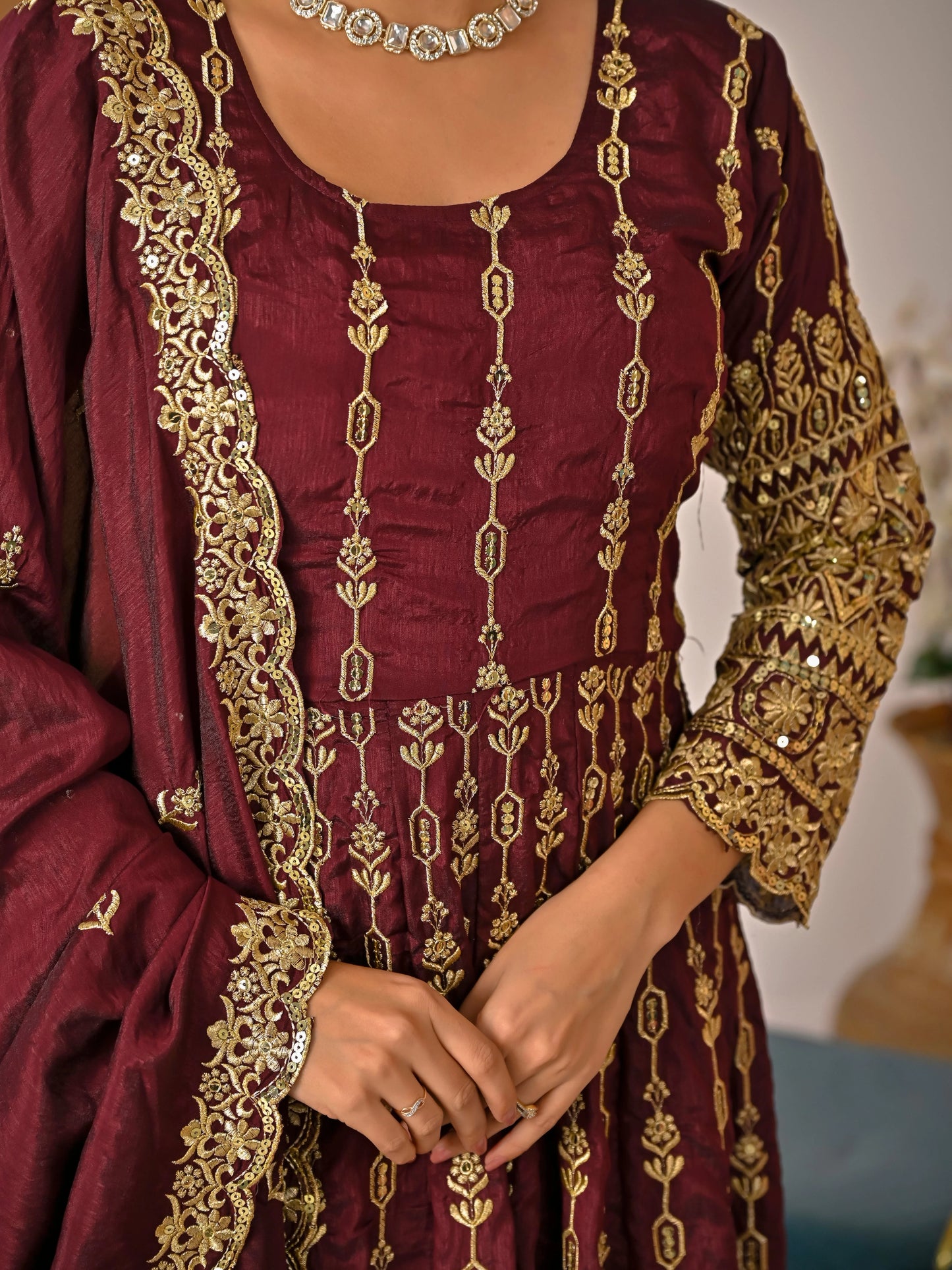 Designer Heavy Embroidered Kurta Palazzo Set with Rich Dupatta