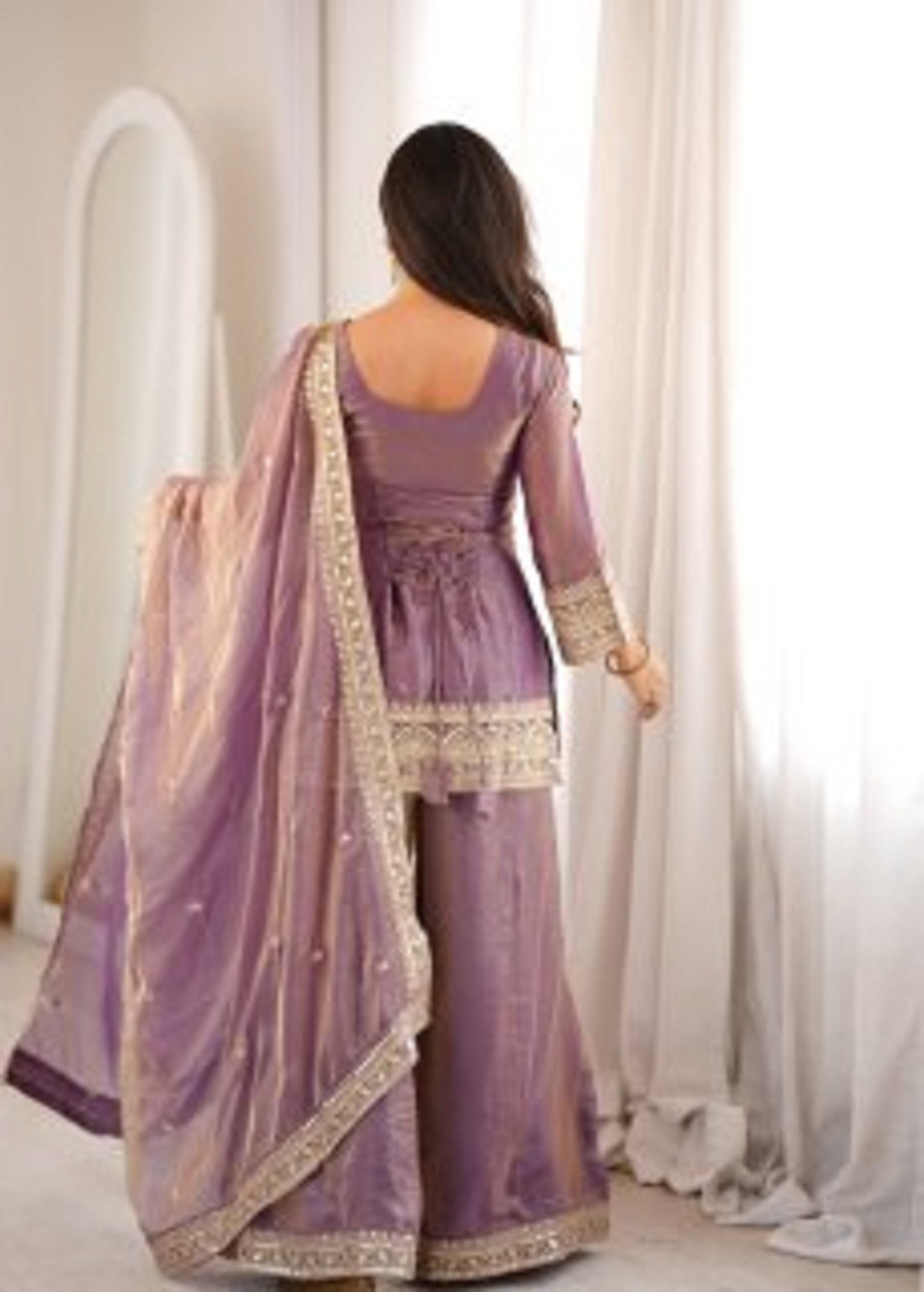 Trendy Silk Embroidered Kurta Palazzo Set with Dupatta