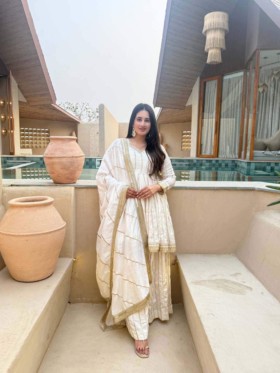 Women's Heavy CP Vichitra Silk Embroidered Kurta Sharara Set with 5mm Sequence Work & Lace Border Dupatta
