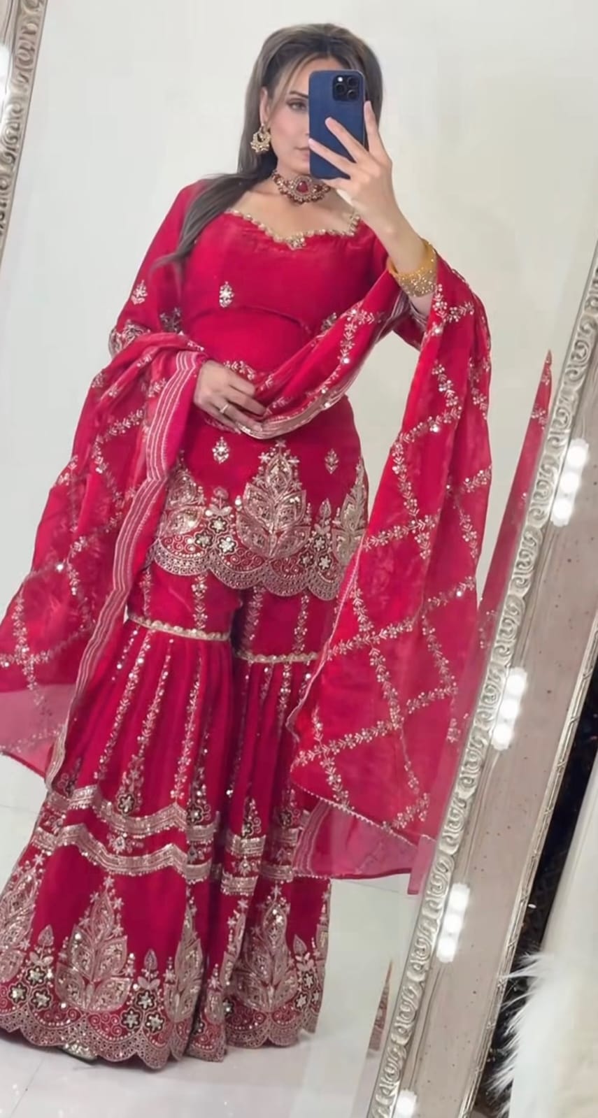 Mustard Designer Sharara Suit Set | Heavy Fandy Crush with 5mm Sequin & Embroidery Work