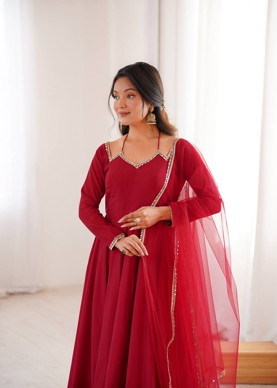 Royal RomanSilk Chanderi Anarkali Gown Set