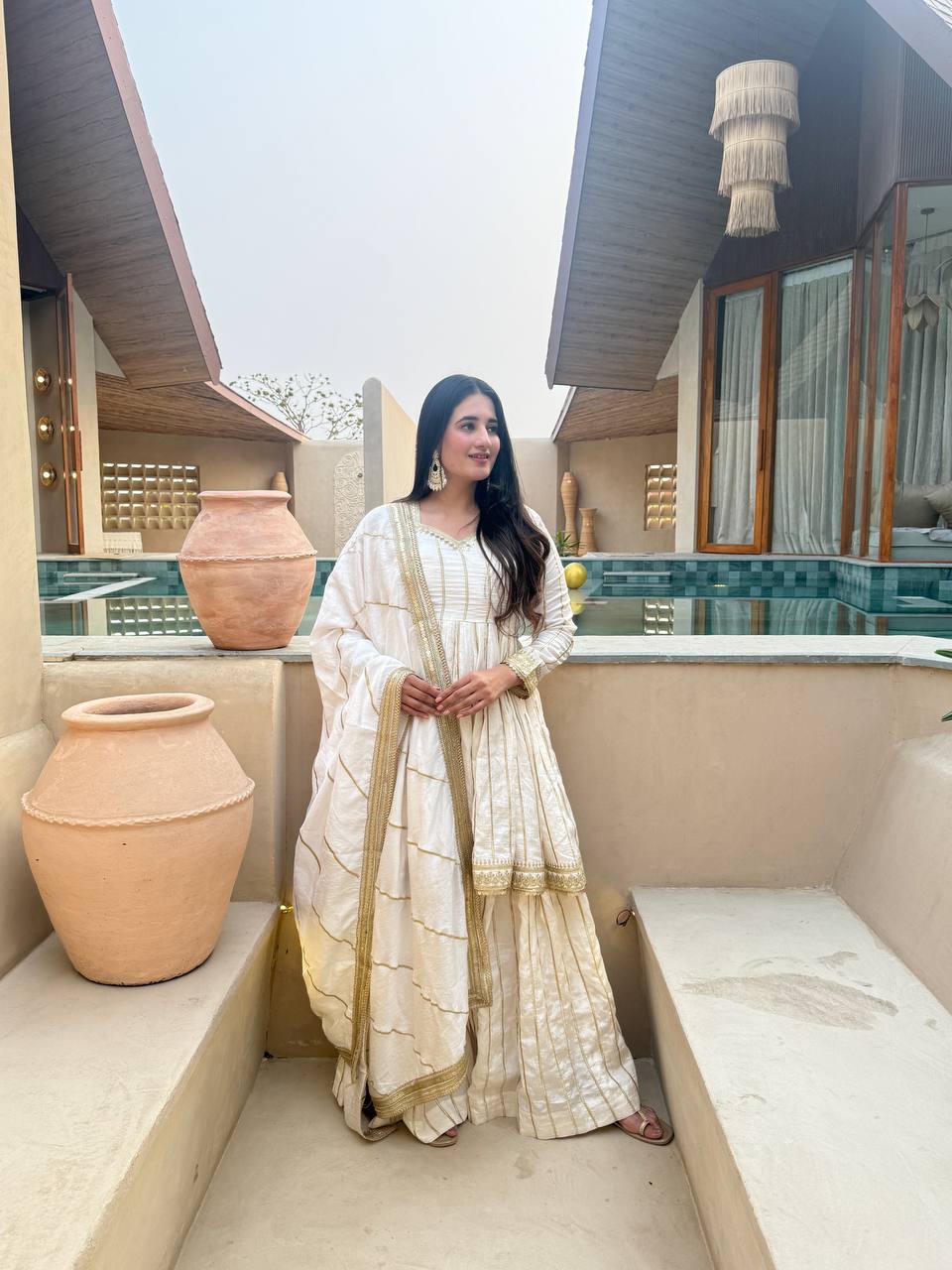 Women's Heavy CP Vichitra Silk Embroidered Kurta Sharara Set with 5mm Sequence Work & Lace Border Dupatta