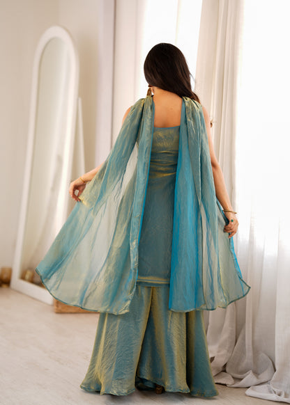 Premium Pure Fendy Silk Embroidered Sharara Set with Dupatta