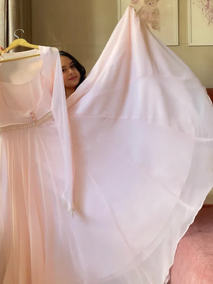 Ethereal Baby Pink Georgette Anarkali Set