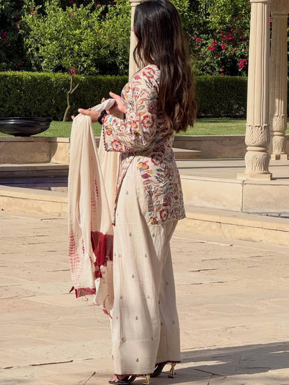 Designer Heavy Cotton Kurta Set for Women with Farshi Pant