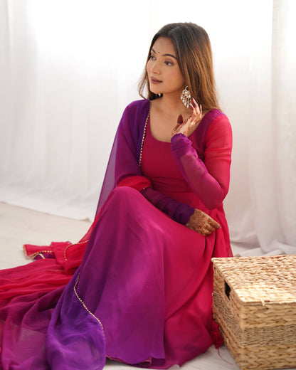 Trendy Anarkali Gown with Designer Dupatta & Pant