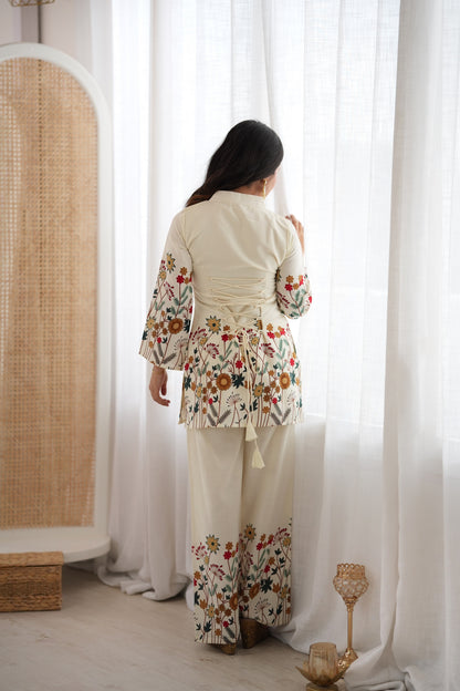 Magic Slub Cotton Floral Printed Kurta Pant Set