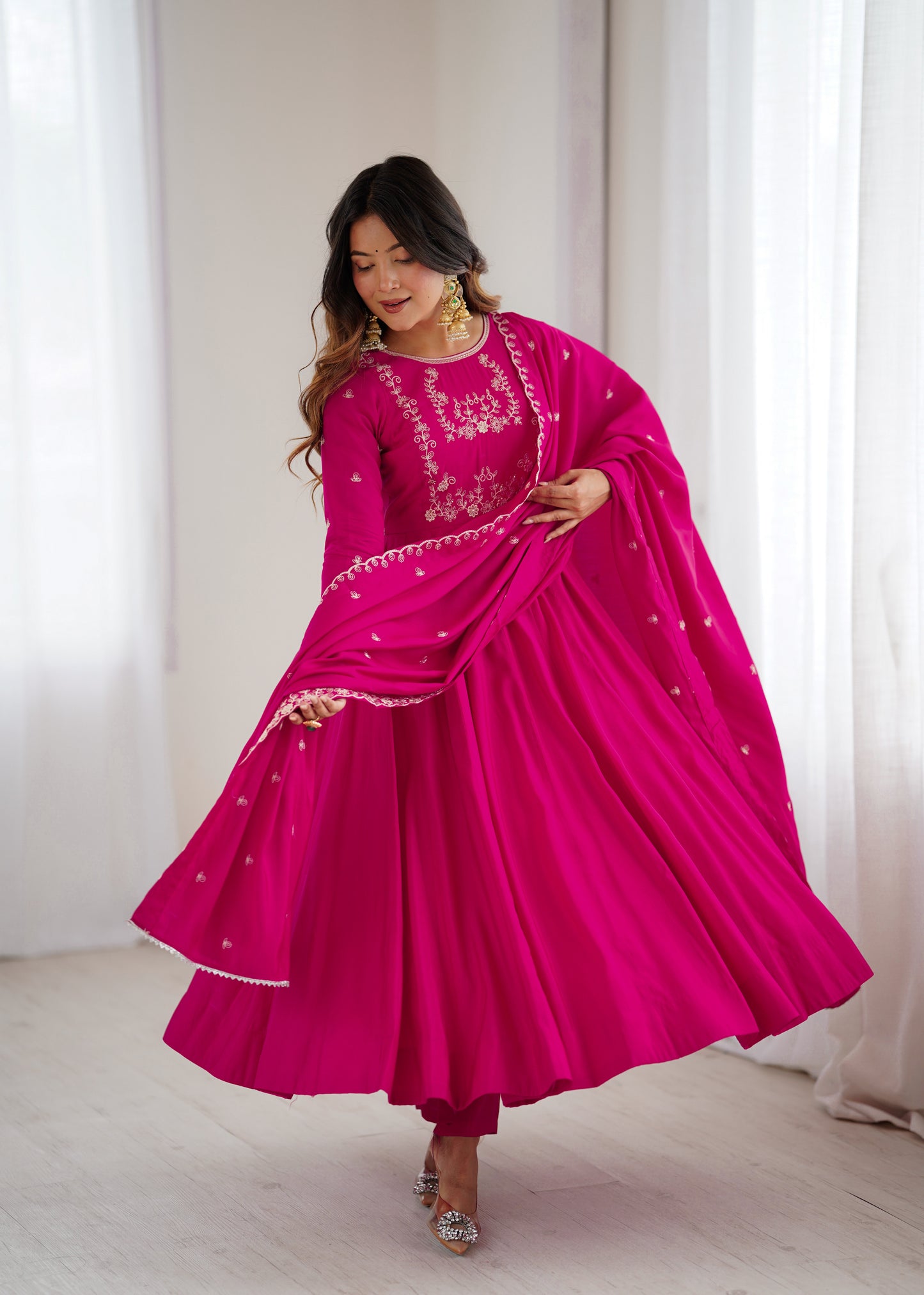 Premium Pink Anarkali Suit with Dupatta – Perfect for Weddings & Festive Wear