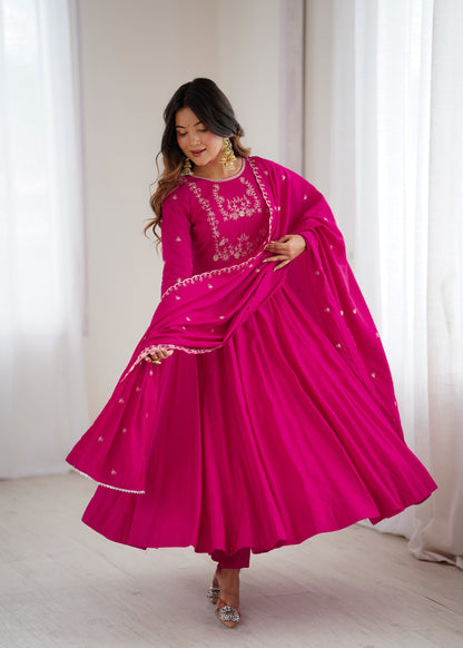 Premium Pink Anarkali Suit with Dupatta – Perfect for Weddings & Festive Wear