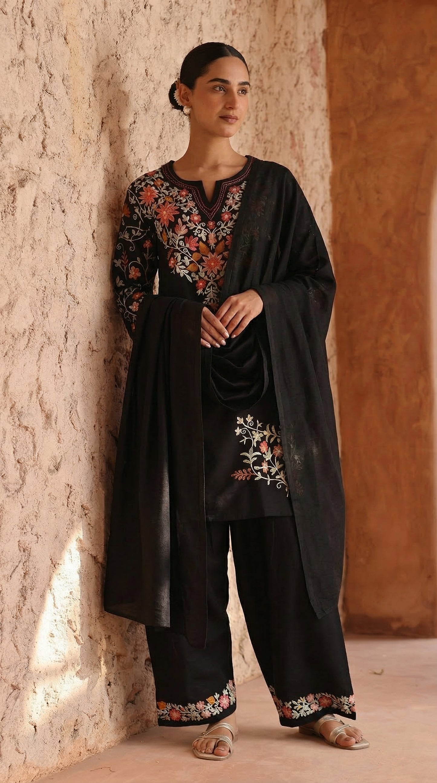 Designer Black Kurta Set with Aari Embroidery | Festive & Daily Wear for Women