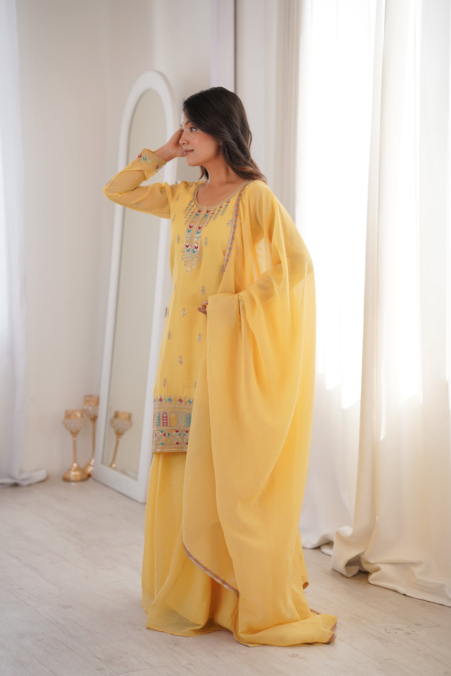 Premium Soft Crunchy Silk Wedding Wear Sharara Set