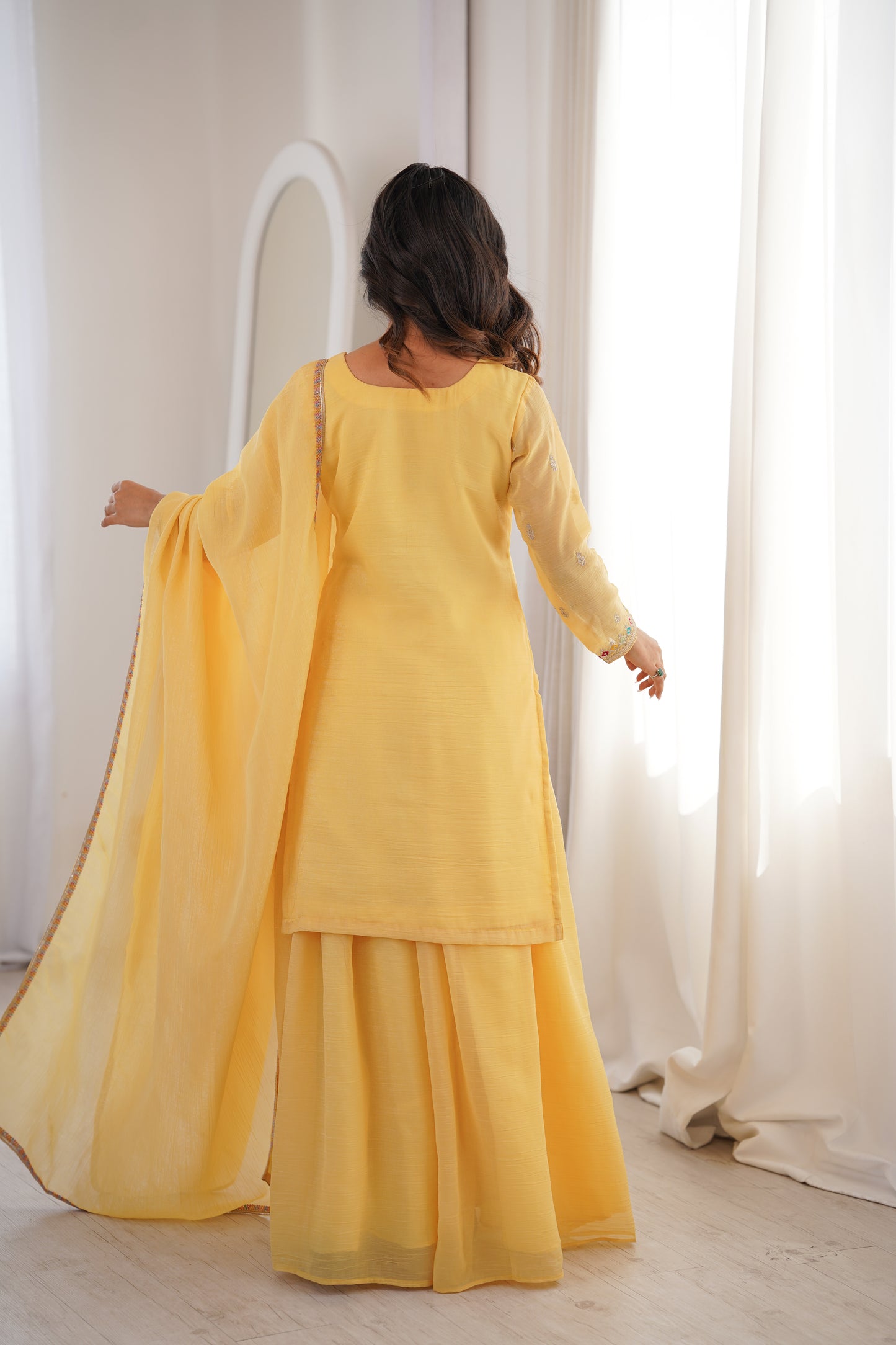 Premium Soft Crunchy Silk Wedding Wear Sharara Set