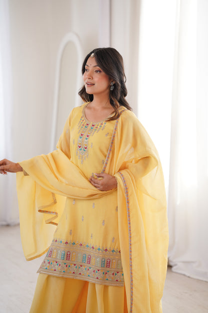 Premium Soft Crunchy Silk Wedding Wear Sharara Set