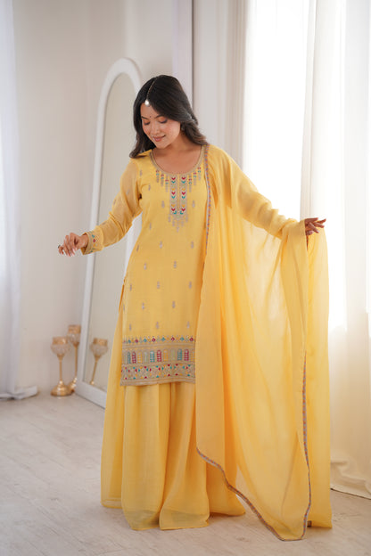 Premium Soft Crunchy Silk Wedding Wear Sharara Set