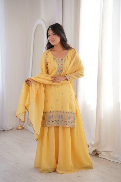 Premium Soft Crunchy Silk Wedding Wear Sharara Set