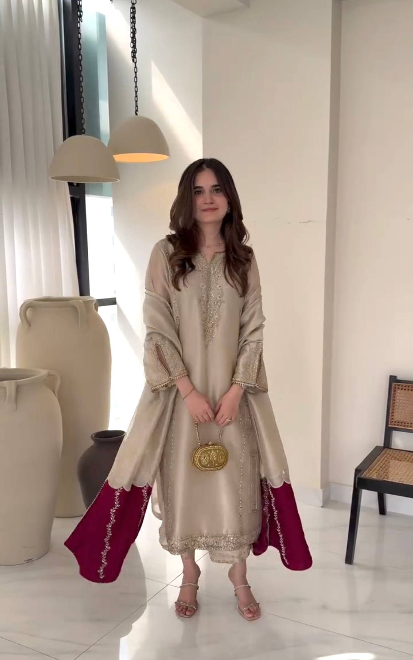 Designer Pure Gmy Silk Embroidered Kurta Palazzo Set with Dupatta