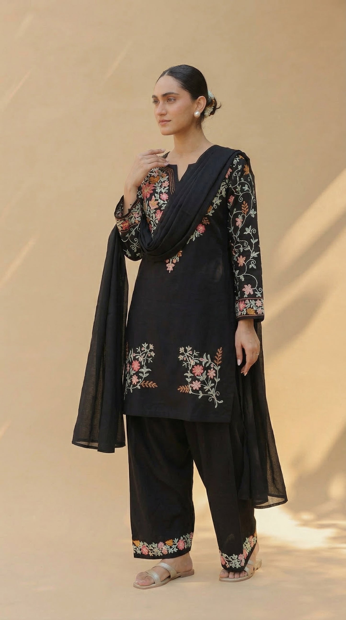 Designer Black Kurta Set with Aari Embroidery | Festive & Daily Wear for Women