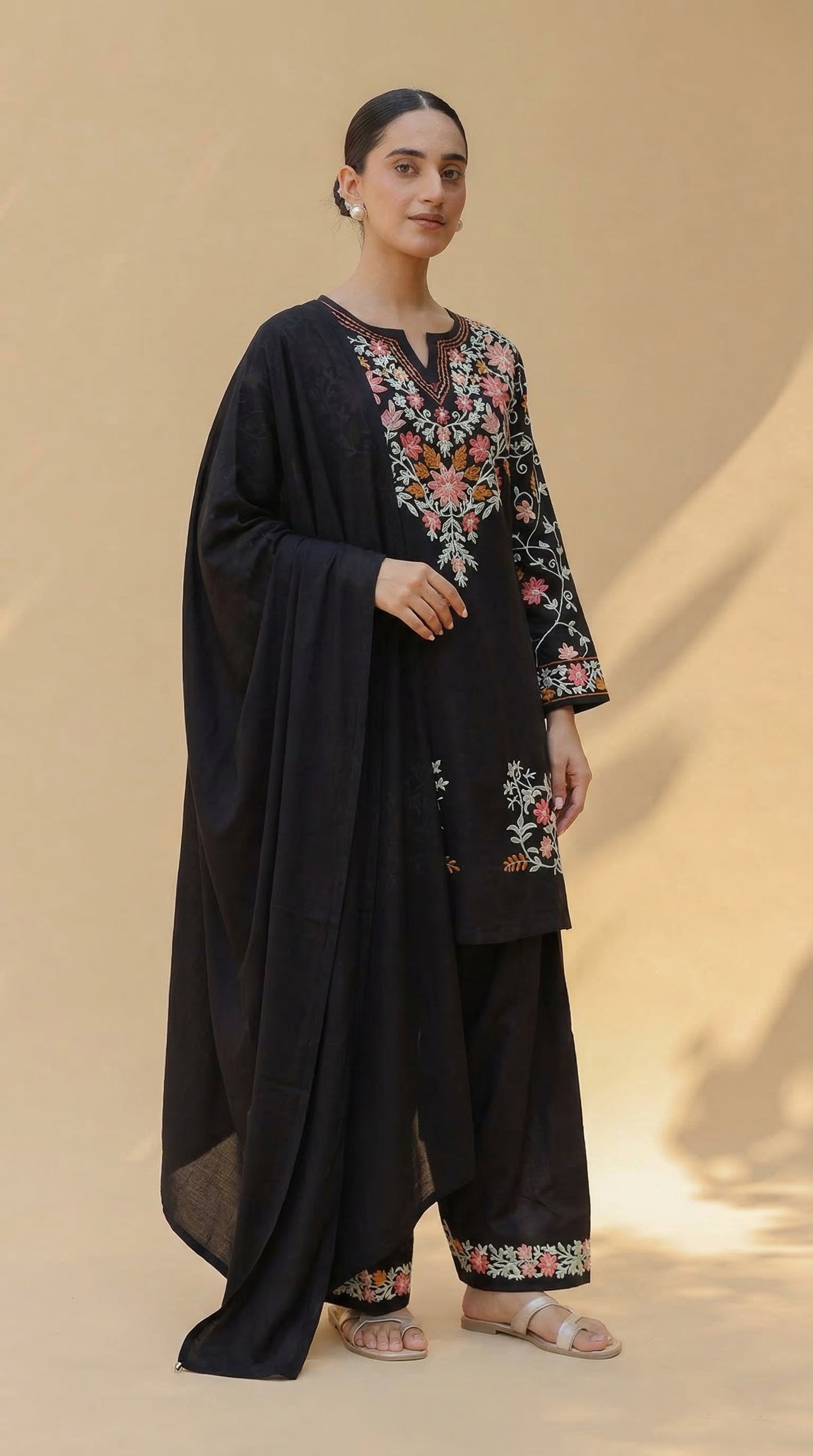 Designer Black Kurta Set with Aari Embroidery | Festive & Daily Wear for Women