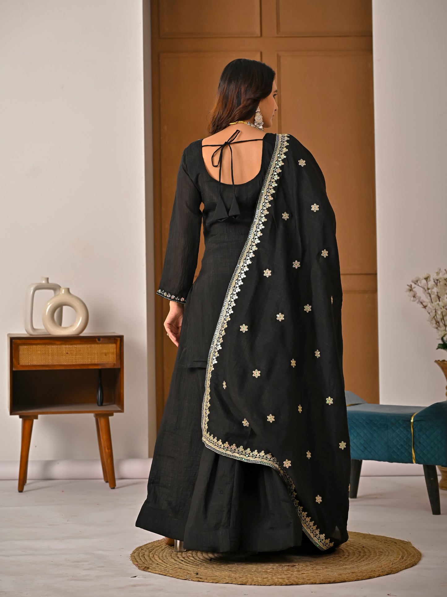 Elegant NC Vichitra Silk Kurta Sharara Set