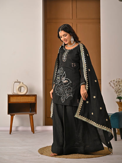 Elegant NC Vichitra Silk Kurta Sharara Set