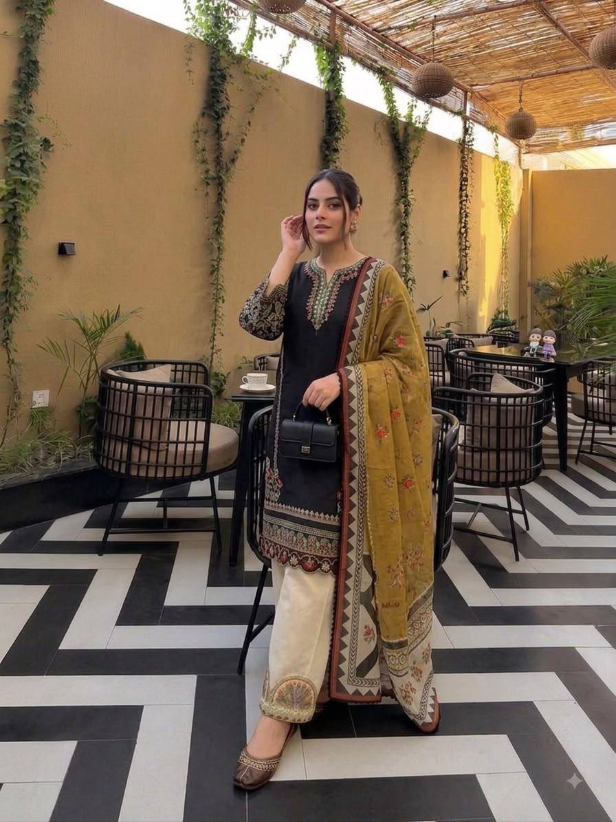 Royal Roman Cotton Embroidered Suit Set