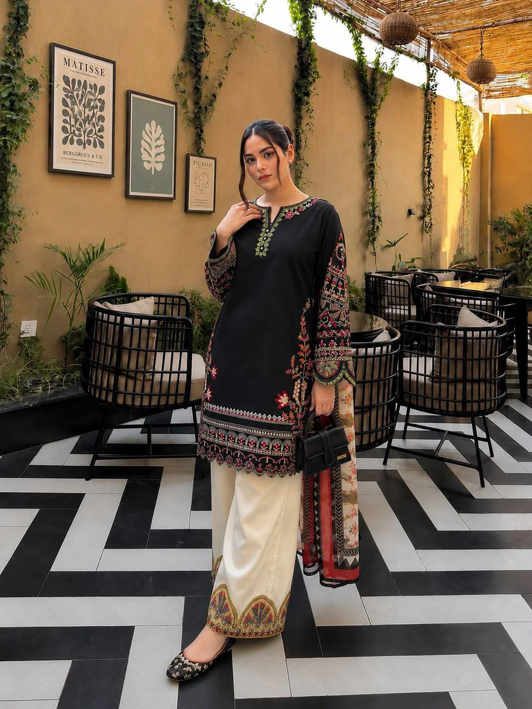 Royal Roman Cotton Embroidered Suit Set