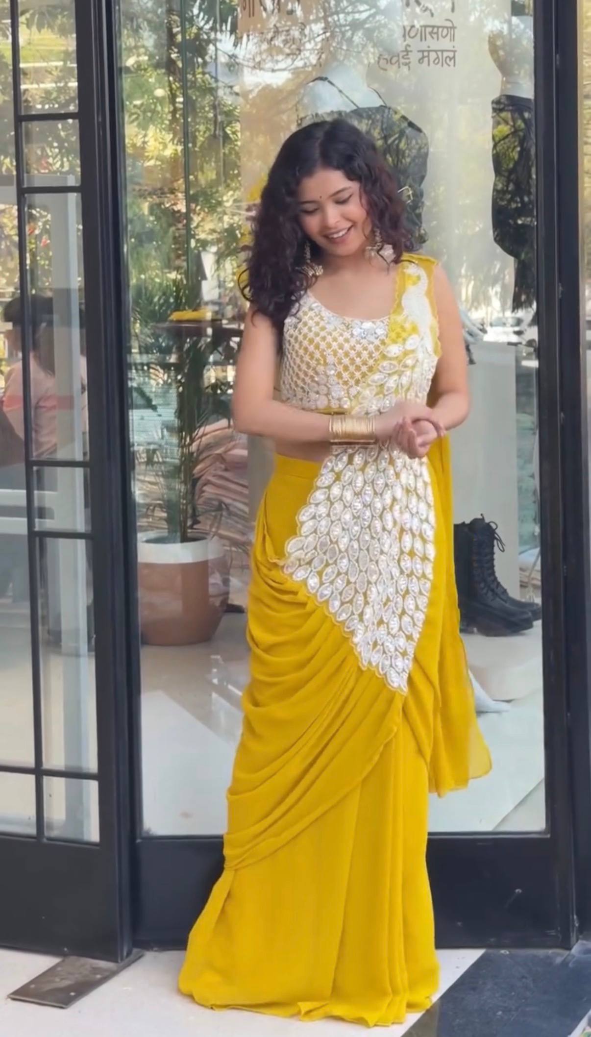 Latest Designer Ready to Wear Saree in Faux Georgette with Heavy Embroidered Stylish Blouse – Trendy Party Wear & Wedding Collection