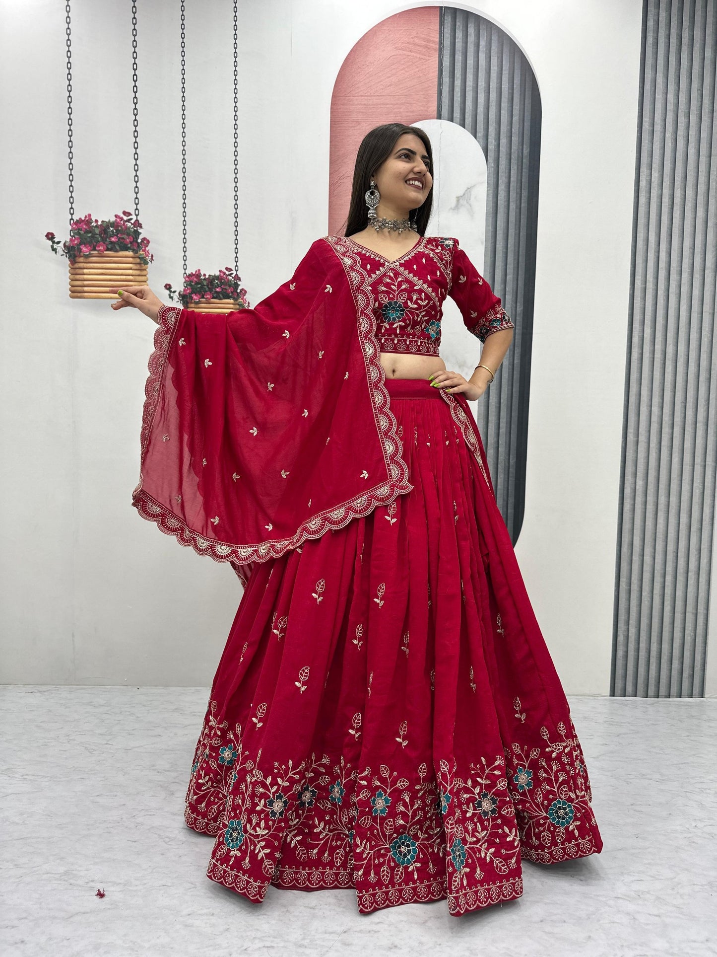 Beautiful embroidered wedding lehenga choli set for women