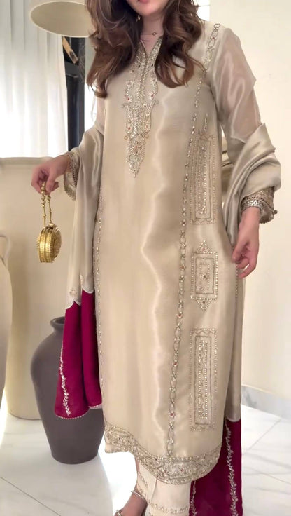 Festive wear Pure Gmy silk kurta palazzo set for women – Eid, 