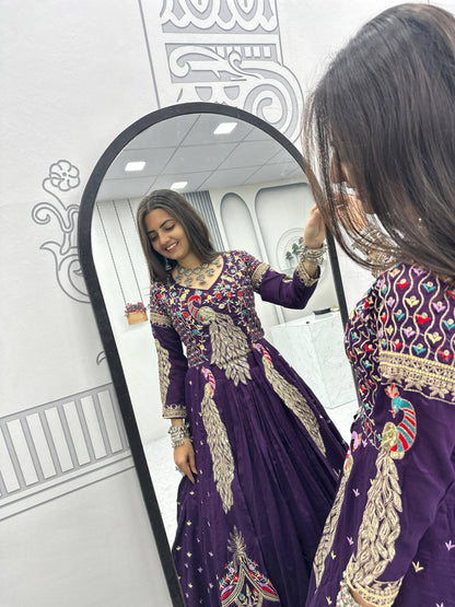 Festive wear pure Vichitra lehenga choli with heavy embroidery and sequence work