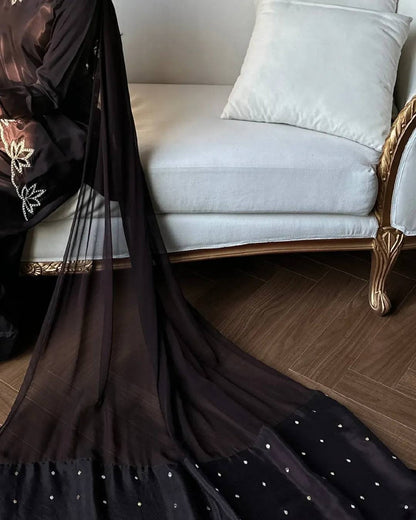 Heavy georgette silk dupatta with embroidery and moti work design