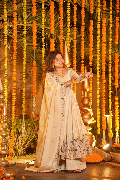 Apsvaani Style Luxury crepe silk Kurta Palazzo Set for Wedding & Festive Occasions