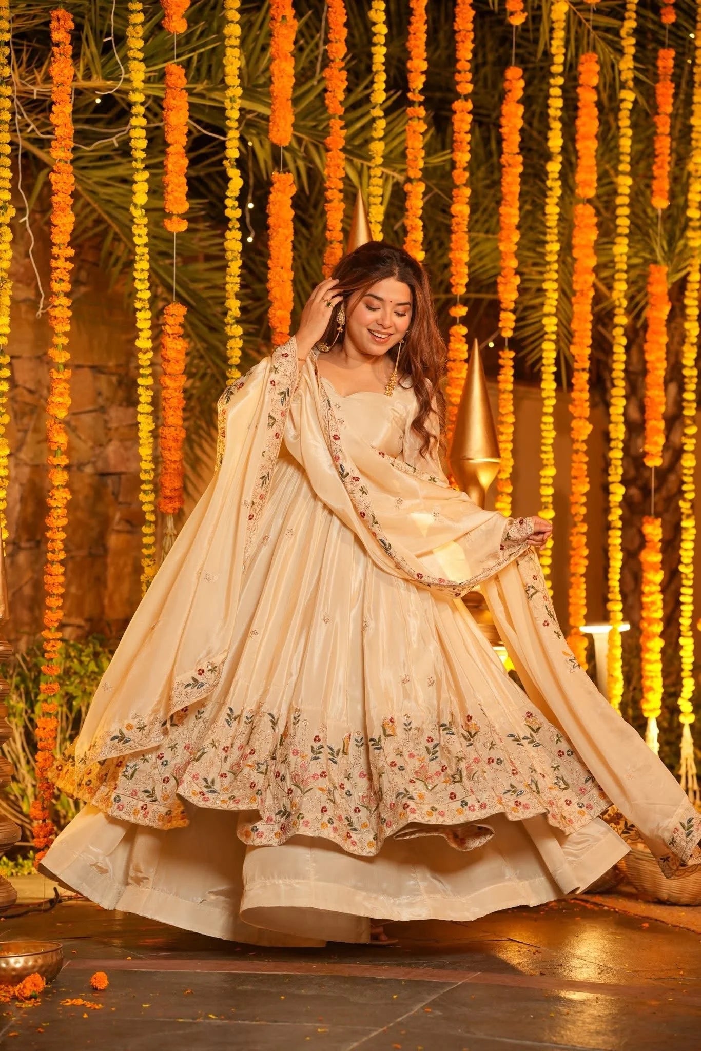 Apsvaani Style Luxury crepe silk Kurta Palazzo Set for Wedding & Festive Occasions