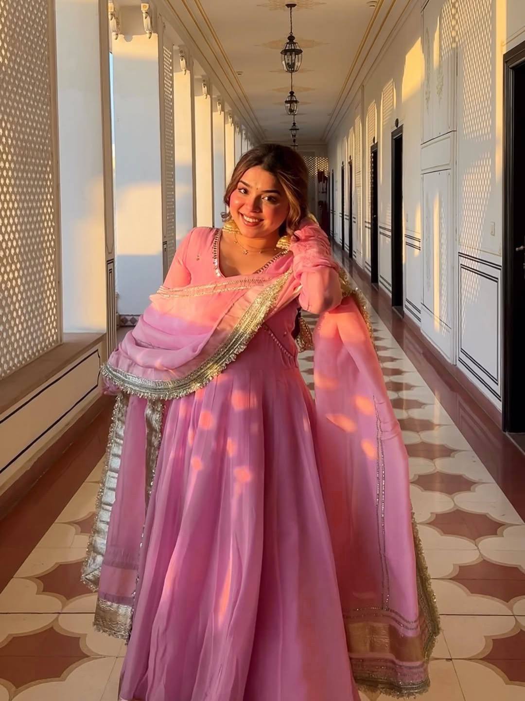 Party wear Anarkali suit for women with heavy embroidery work