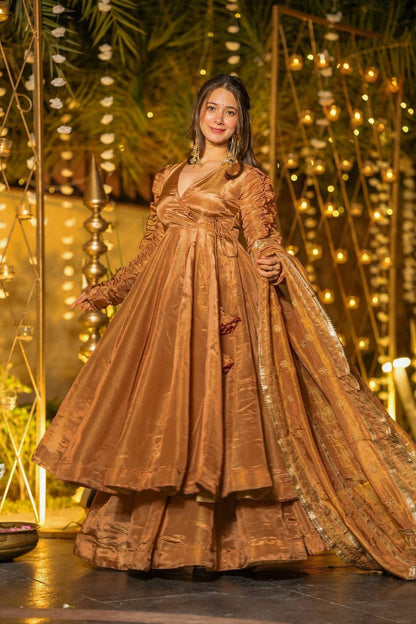 Heavy Fendy Silk Designer Anarkali Suit with Plazzo & Embroidered Dupatta | Ready to Wear Festive & Wedding Wear