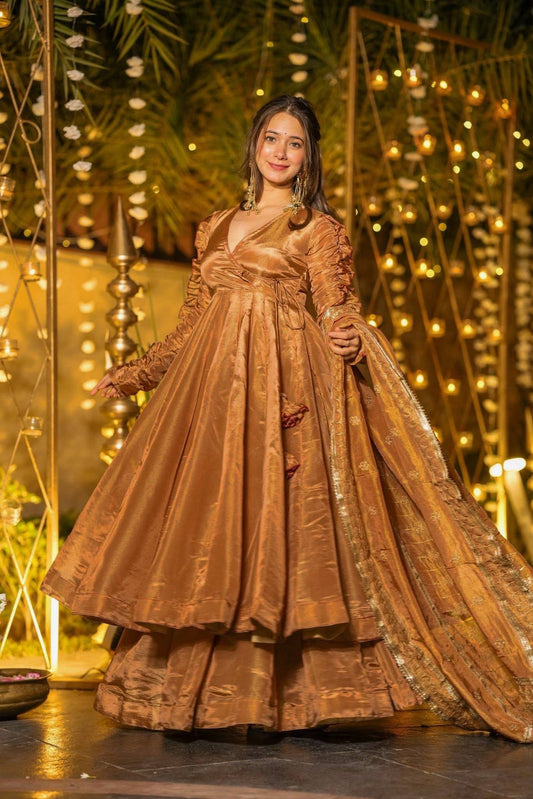Heavy Fendy Silk Designer Anarkali Suit with Plazzo & Embroidered Dupatta | Ready to Wear Festive & Wedding Wear