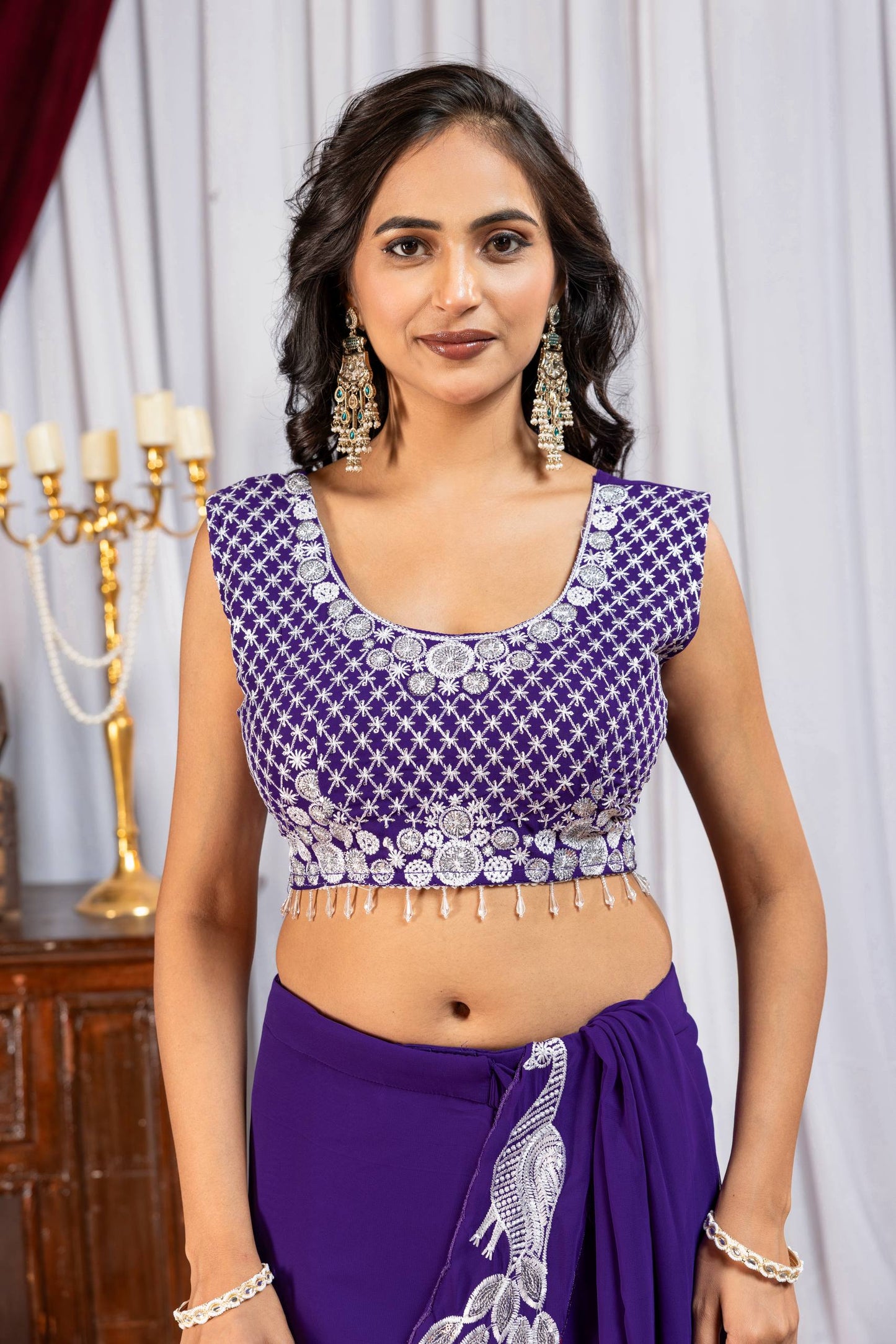 Latest Designer Ready to Wear Saree in Faux Georgette with Heavy Embroidered Stylish Blouse – Trendy Party Wear & Wedding Collection