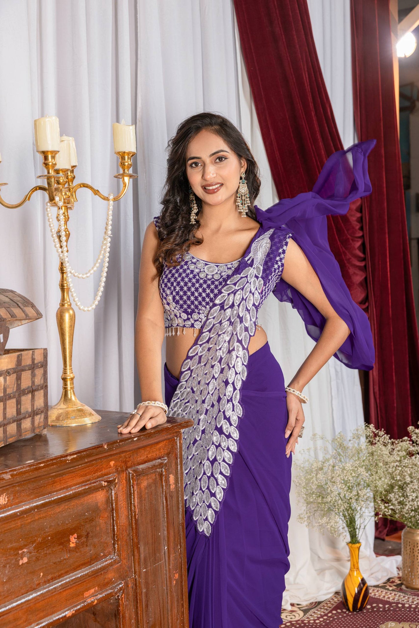 Latest Designer Ready to Wear Saree in Faux Georgette with Heavy Embroidered Stylish Blouse – Trendy Party Wear & Wedding Collection