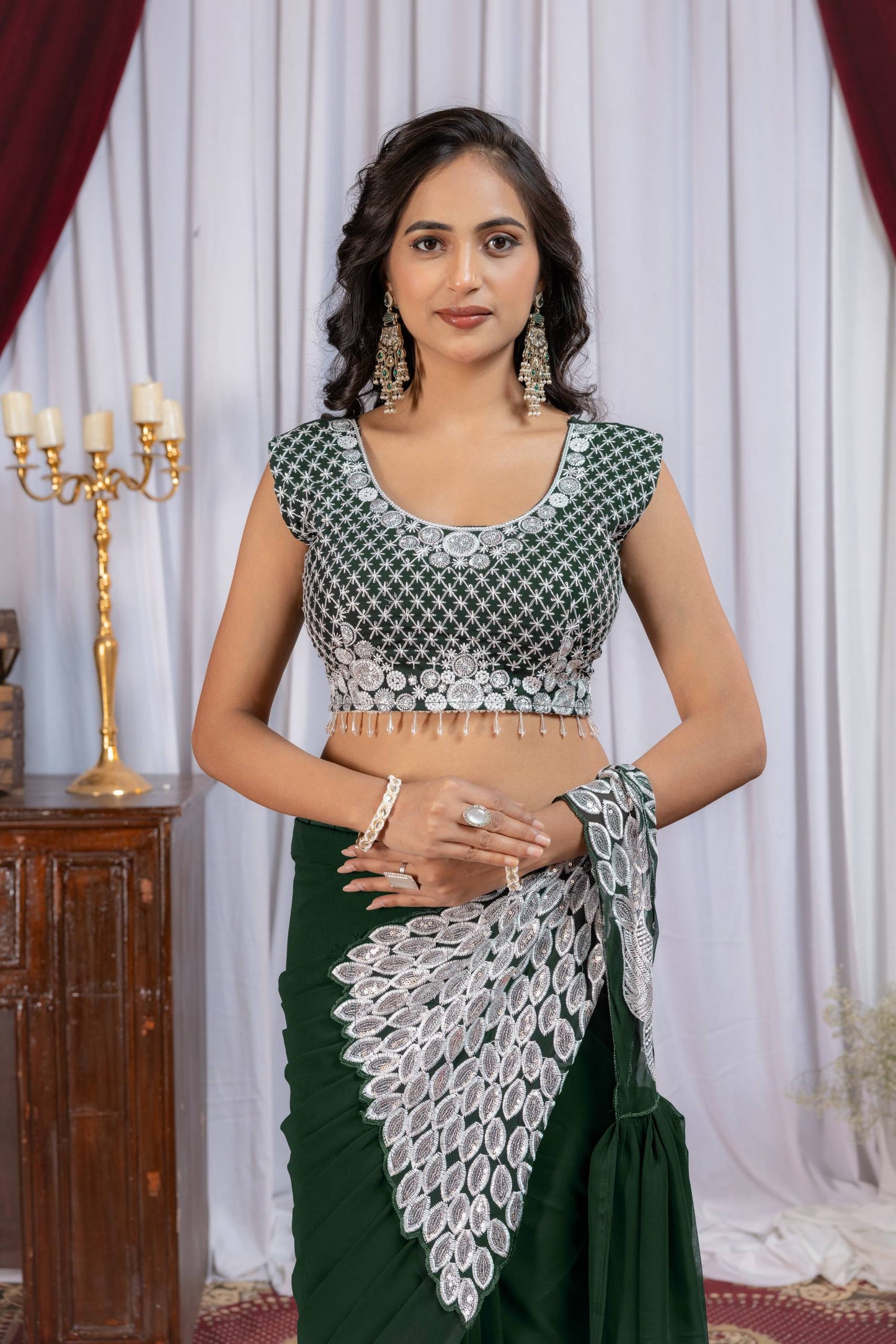 Latest Designer Ready to Wear Saree in Faux Georgette with Heavy Embroidered Stylish Blouse – Trendy Party Wear & Wedding Collection
