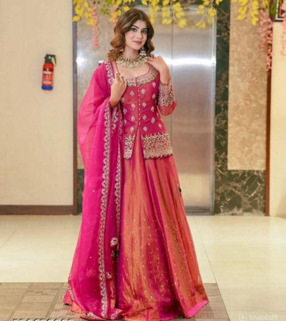 Designer pink lehenga choli with embroidery work, stylish blouse and dupatta for wedding and party wear