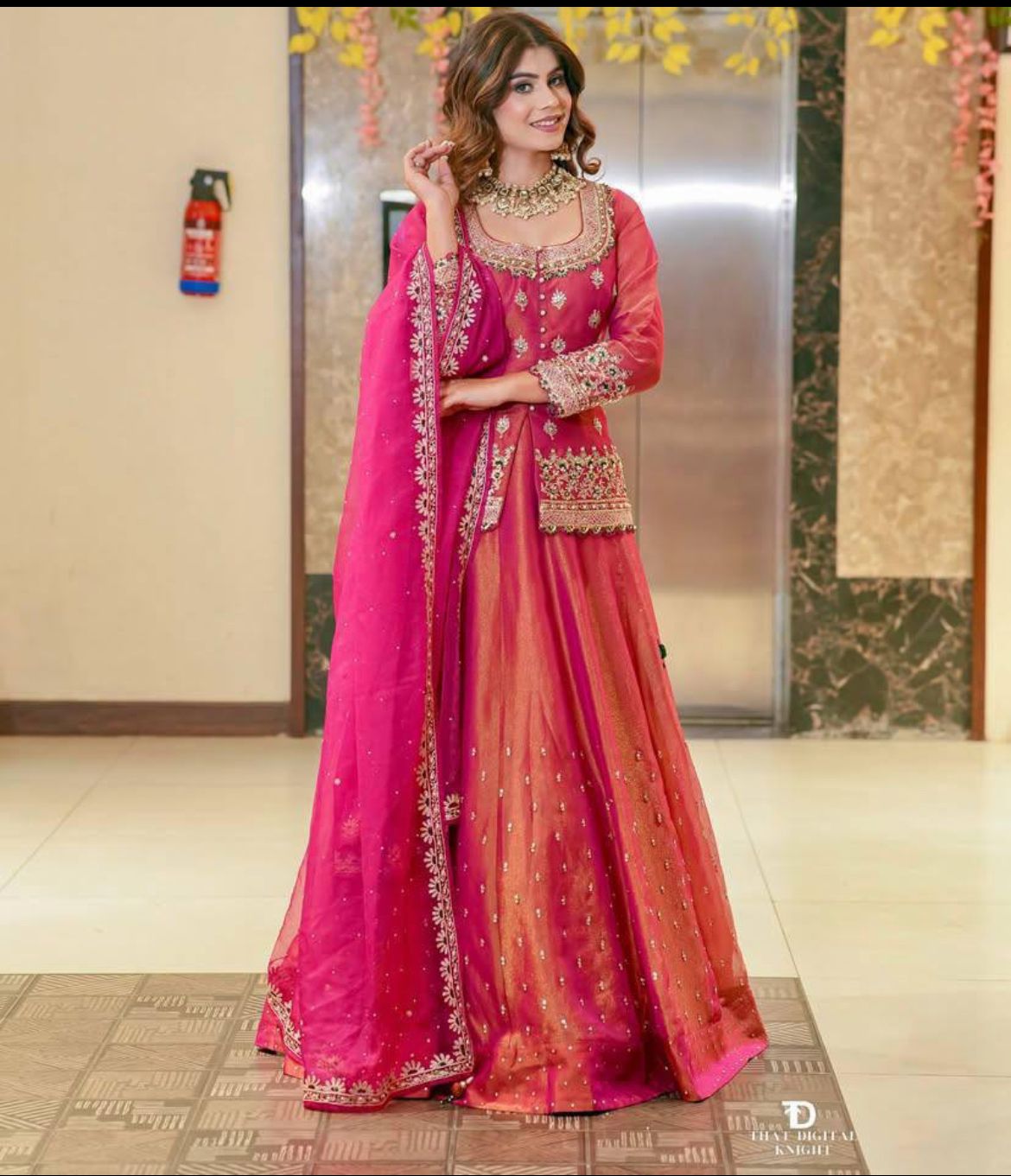 Pink color embroidered lehenga choli with heavy handwork blouse, flared lehenga and matching dupatta for wedding and festive wear