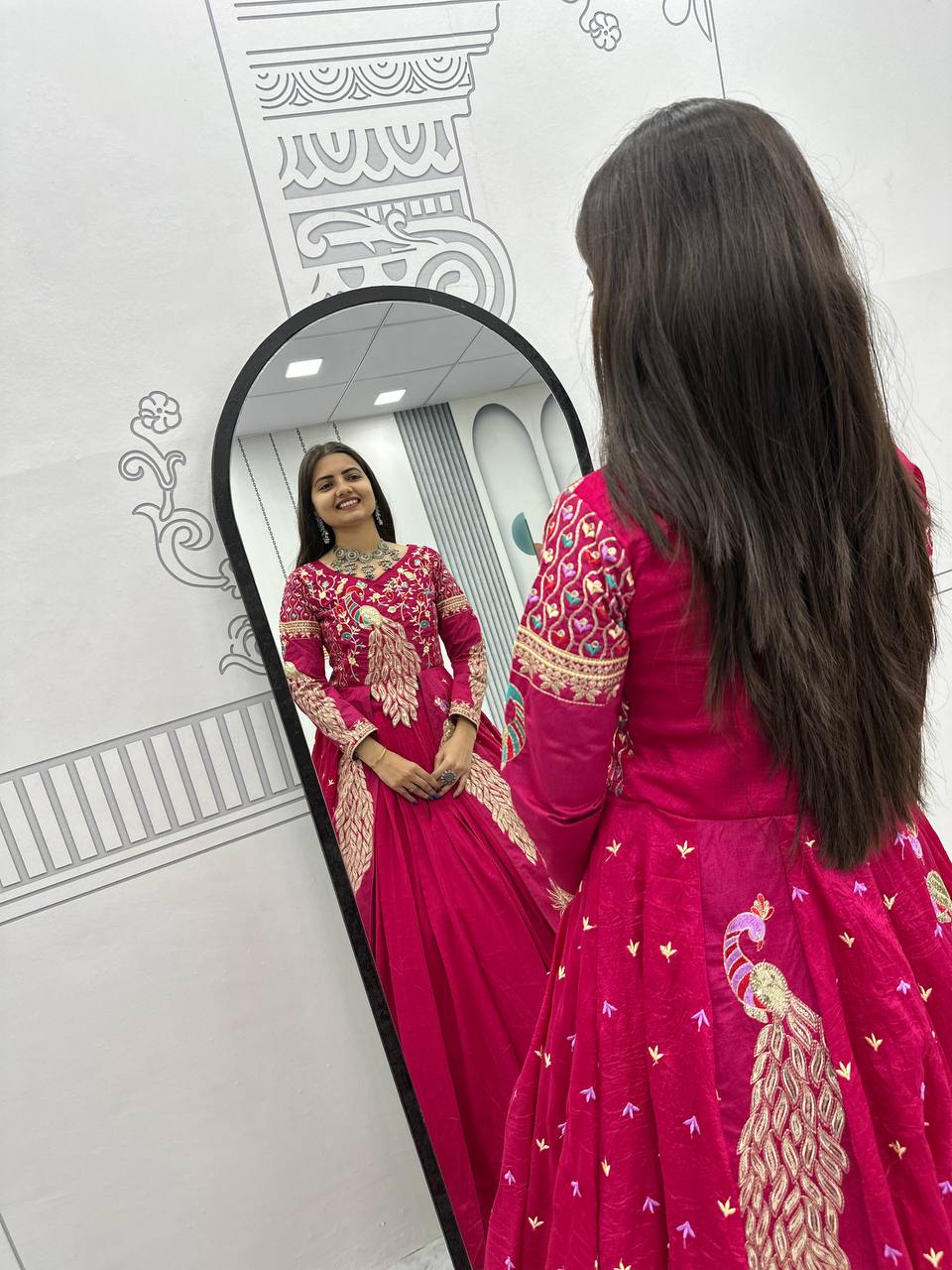 Pink wedding wear lehenga choli in pure Vichitra fabric with heavy sequence work