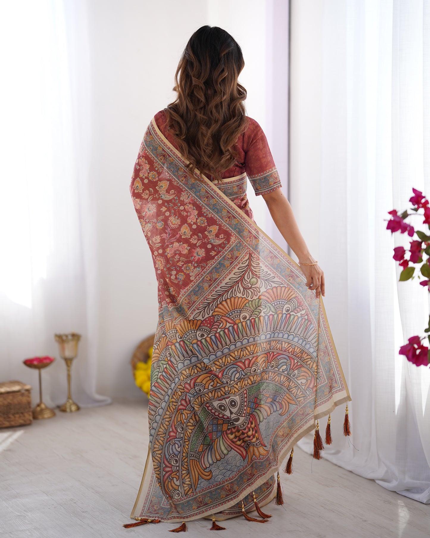 Premium Floral Printed Handloom Saree for Festive and Traditional Wear