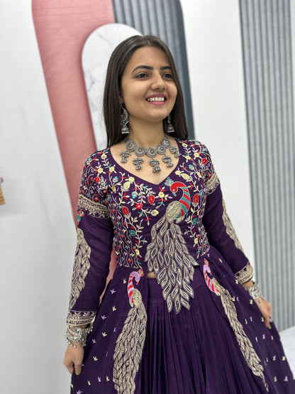 Premium Vichitra lehenga with attached canvas patta for better flare support