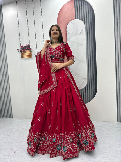 Traditional red lehenga choli outfit for wedding and festive wear