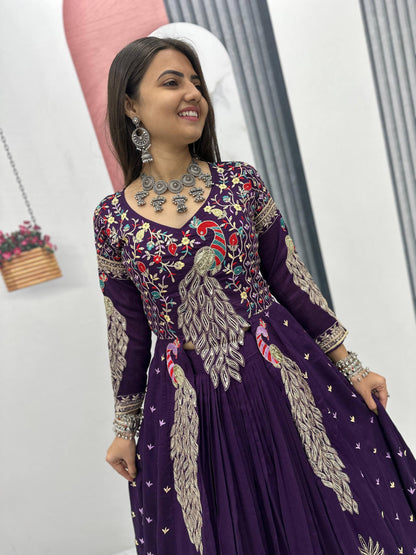 Traditional Vichitra lehenga choli side view with elegant embroidery design