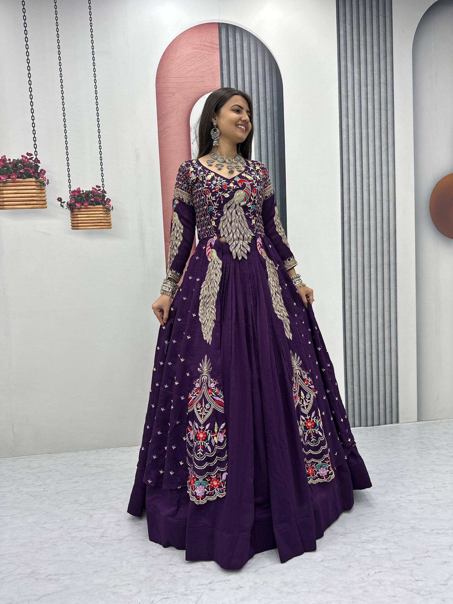 Wedding wear designer lehenga choli in pure Vichitra fabric with sequence work
